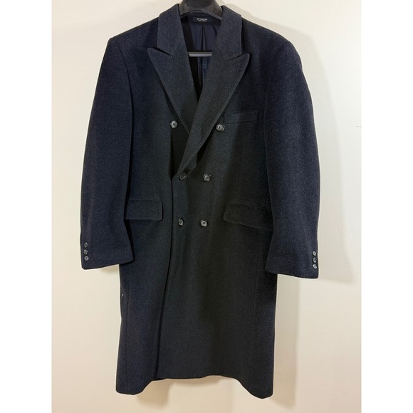 Ron Chereskin Other - Vintage Ron Chereskin Cashmere Blend Overcoat 42R Black Double Breasted Italy